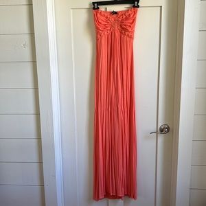 Sky Strapless Coral Color Maxi Dress